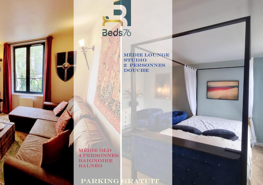 Rouen City Centre Apartment | 2 Appt MédiéLounge ou MédiéOld, Parking Vue magnifique par Beds76