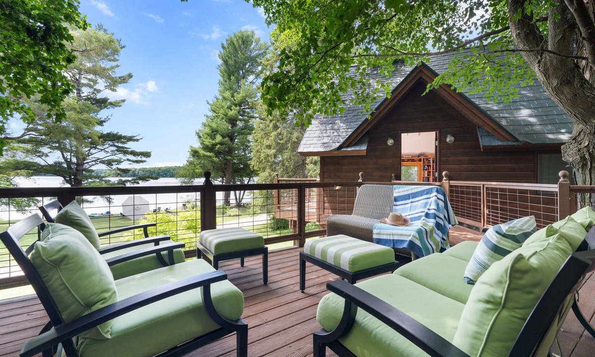 Lake Ann House | 2 Lakefront Homes Sleep 24, sandy bottom/docks/firepit
