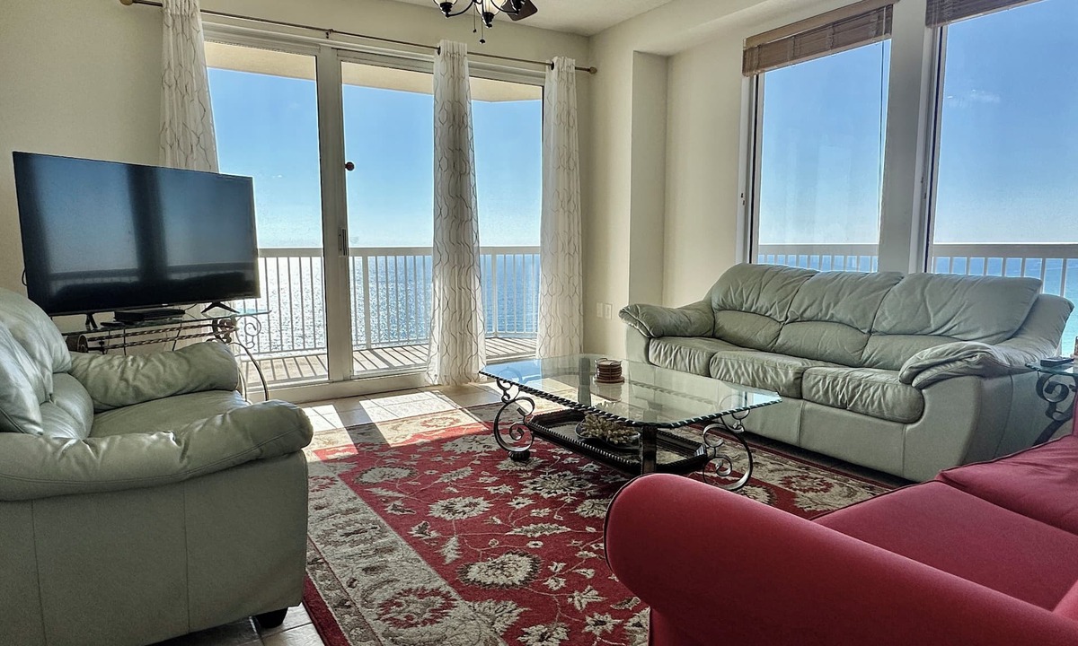 Lower Grand Lagoon Condo | 22nd Floor Penthouse 120’ Wrap Balcony Gulf Front Walk to Schooners Sleeps 8