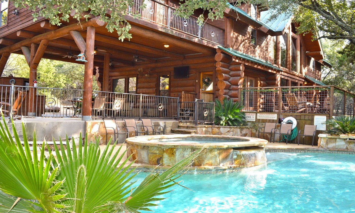 Marble Falls Cabin | 6BR Lodge w/Pool & Hot Tub Sleeps 24- Pets