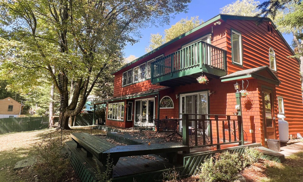 Town of Webb House | ADK Channel House - Spacious, waterfront home. Huge boathouse with top sun deck