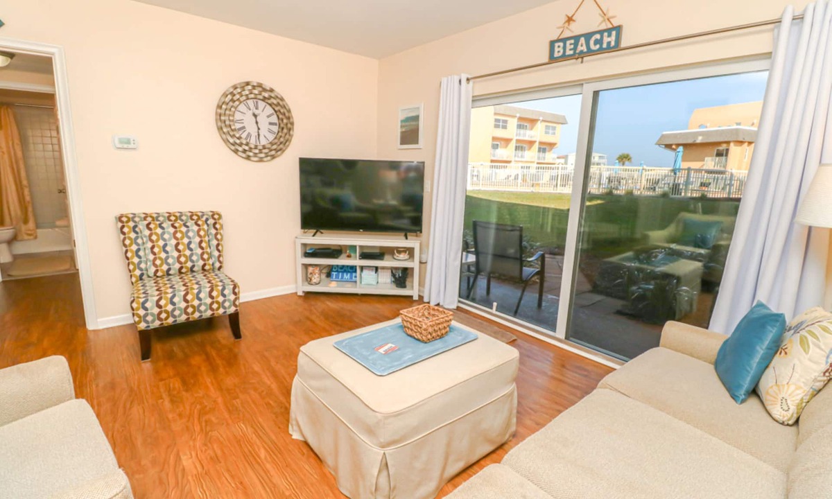 Butler Beach Condo | AFFORDABLE Escape! OCEAN VIEW, Steps to Beach, Ground Floor 1BR overlooking pool