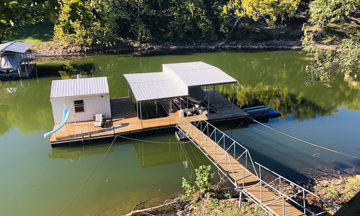 Jay House | All Decked Out! Grand Lake waterfront, boat dock and views. Drowning Creek.