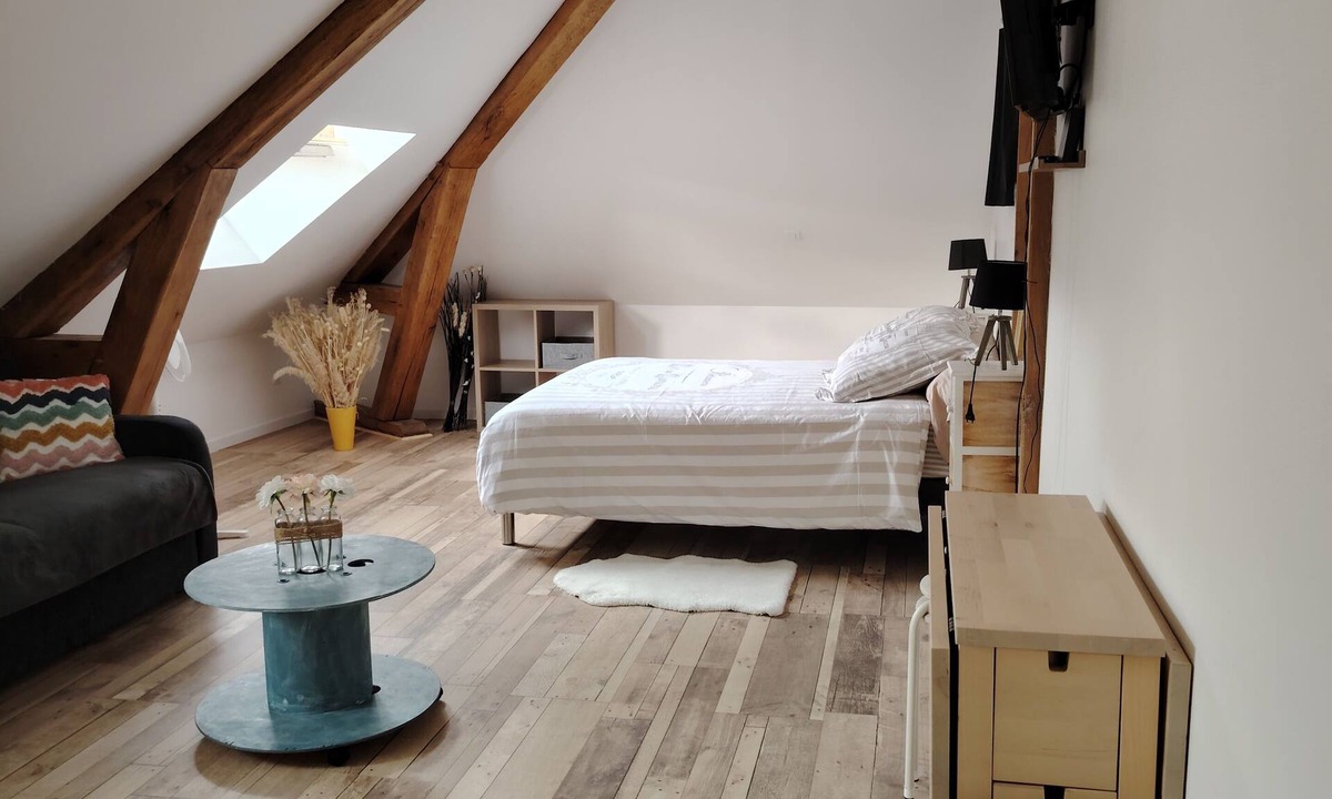 Montereau-Fault-Yonne Apartment | Apartment with double bed, sofa bed, bathroom and kitchen
