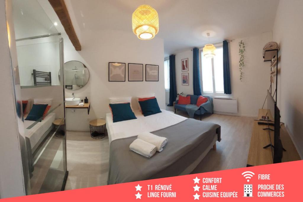 Montlucon Apartment | Artpink - Idéal Pros - Proche commerces - Agathor