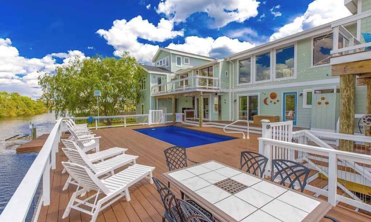 Sandbridge House | Attractive canal-front home w/private pool, WiFi, washer/dryer, central AC, deck