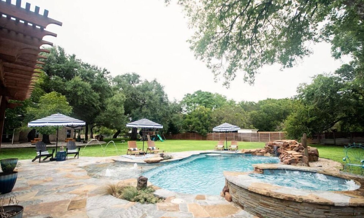 Manchaca House | Austin Getaway! Private Pool, Playscape, Firepit, & more!