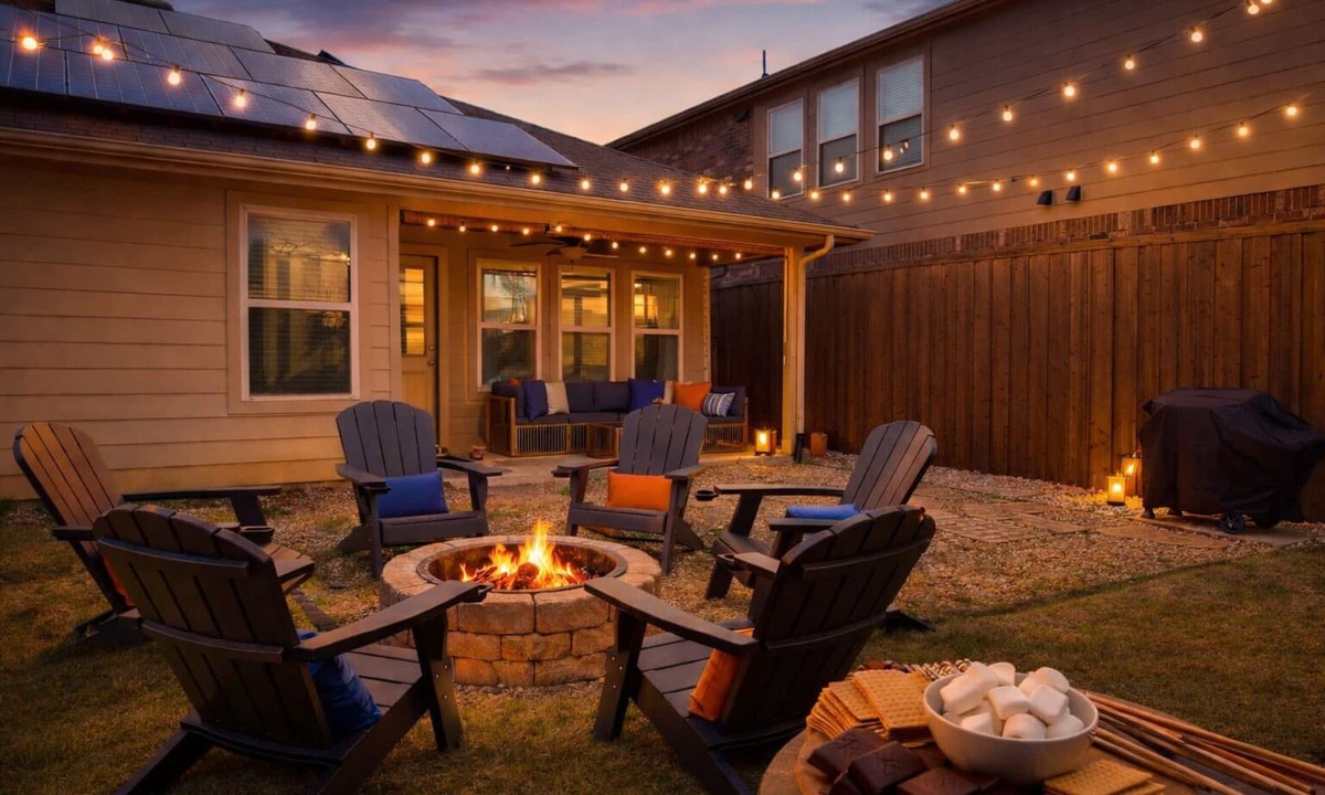 Cross Roads House | Backyard Fire Pit + Designer Stay Near Frisco & Wedding Venues
