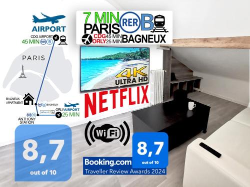 Bagneux Apartment | Bagneux Paris Confort Netflix RER B