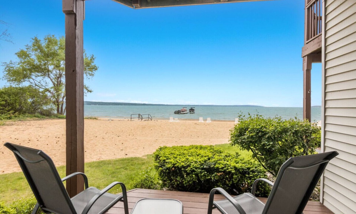 Traverse City Condo | Beachside Haven 102 |Beachfront Condo |Near Downtown + Tart Trail