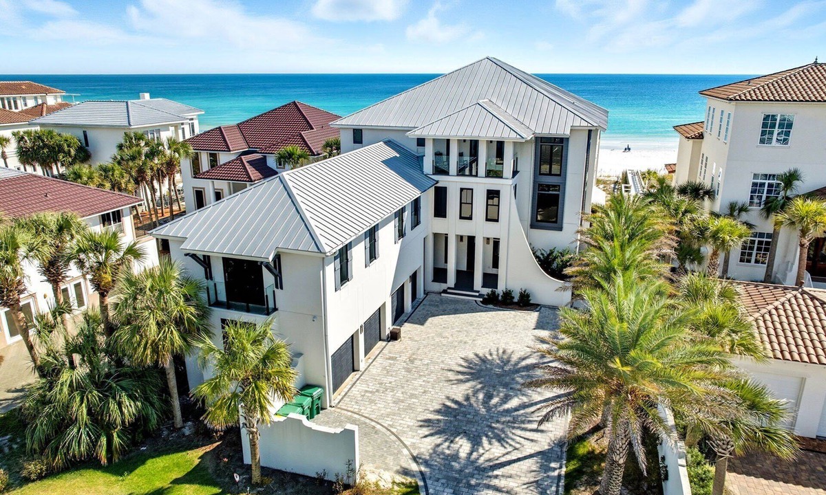 Crystal Beach House | Big House by the Sea - Beach Front Home with Large Private Pool, Theater & Bar