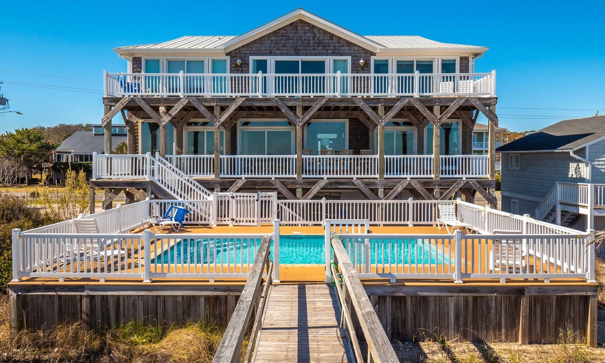 Kure Beach House | Big Kahuna | Ocean Front, Pool, Elevator, Decks + Beach Access