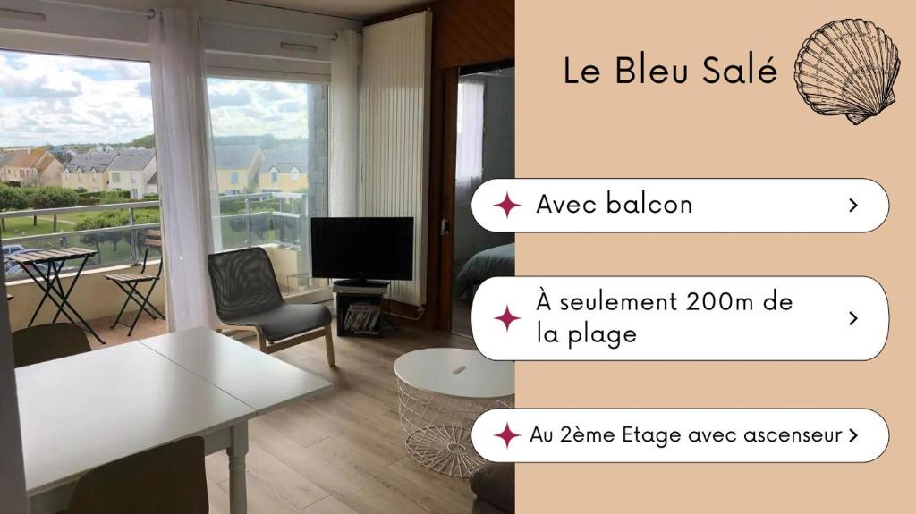 Courseulles-sur-Mer Apartment | Bleu Salé - F2 Courseulles avec balcon