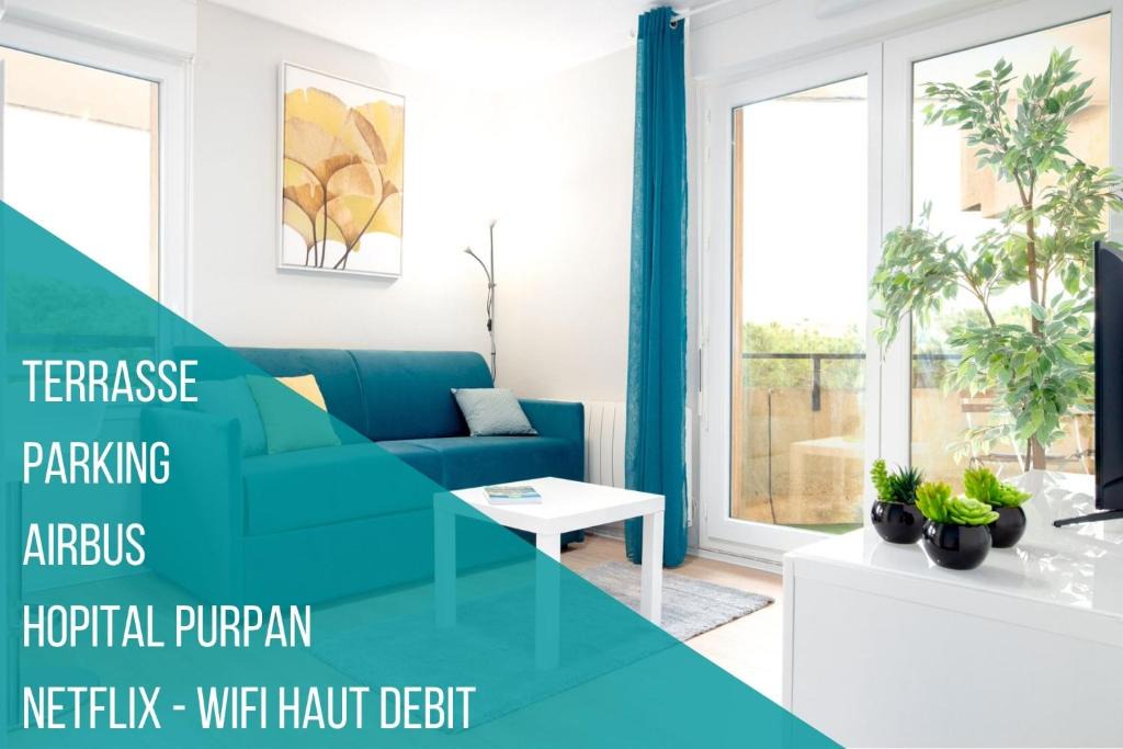 Purpan Apartment | Blue Note - Terrasse - Parking - Airbus - Hôp Purpan - Toulousecozyflat