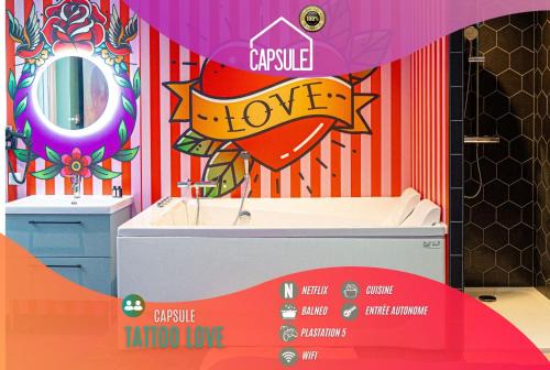Douai Apartment | Capsule Tattoo Love - Balnéo - Playstation 5 - écran géant
