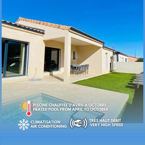 Roquefort-des-Corbieres Villa | Casa Amarante - Piscine privée chauffée - Climatisation - WIFI