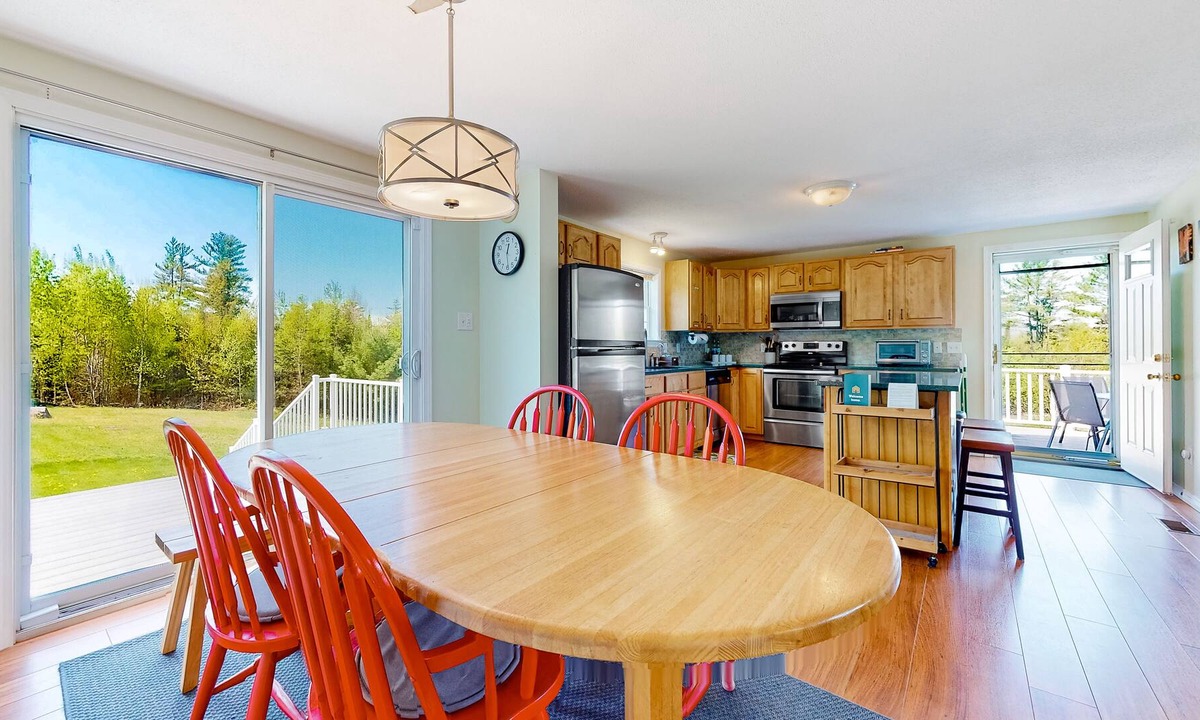 Lisbon House | Charming Landaff home with a deck, firepit, fireplace, partial AC, and W/D