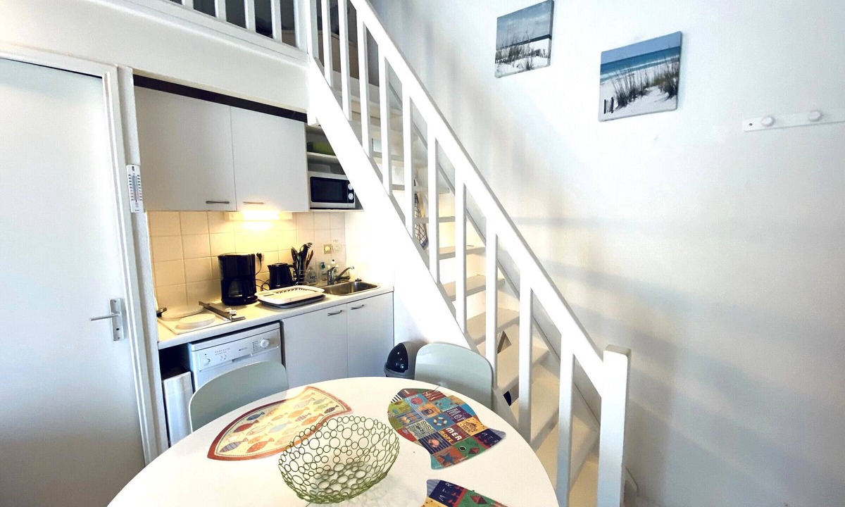 Chateau-d'Olonne Apartment | Charming T2 Mezzanine with Balcony, 700m from Beach, Well-Equipped, Calm Area