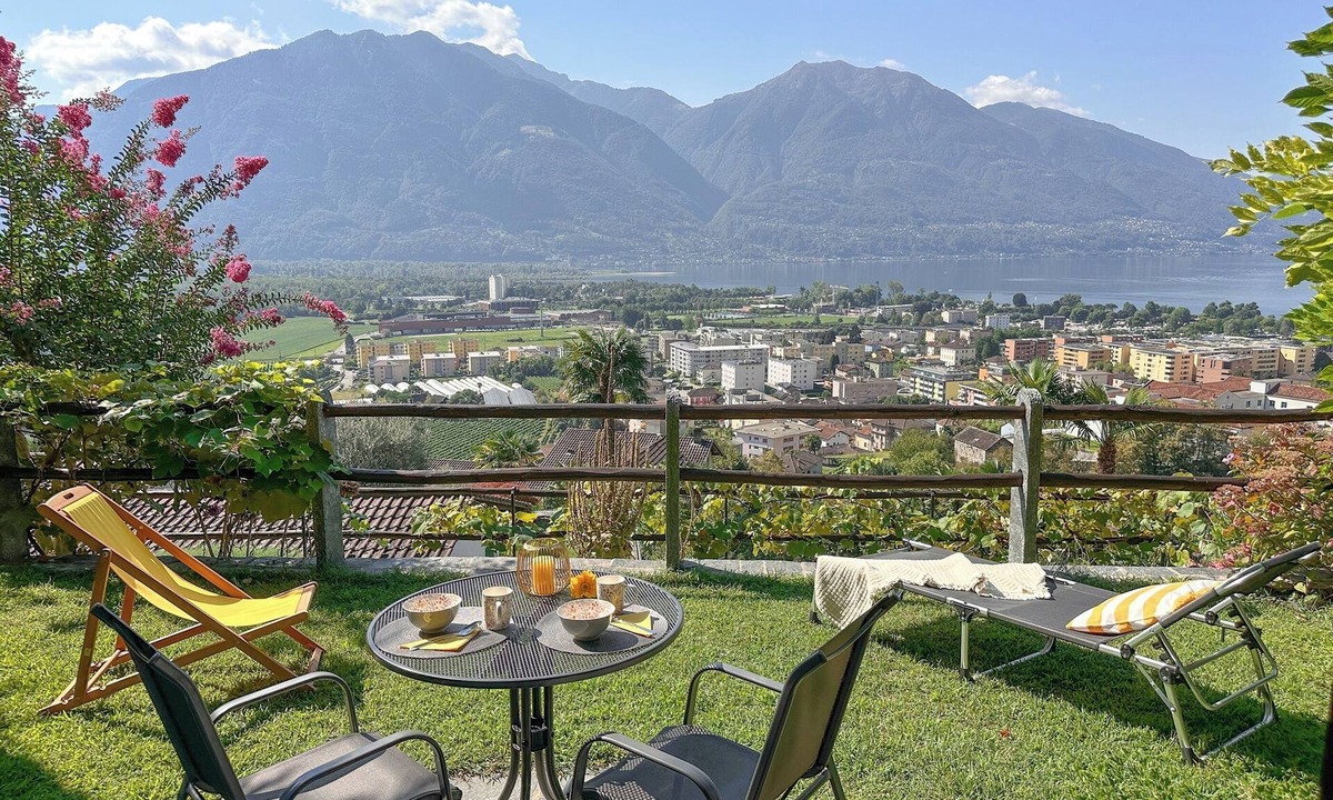 Gordola Apartment | Charming vacation apartment with panoramic views, pool and garden paradise