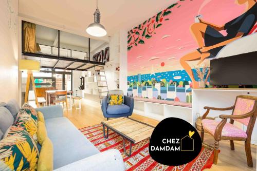 Saint-Denis Apartment | CHEZDAMDAM - le Loft du Stade - 6 chambres - terrasse - arcade