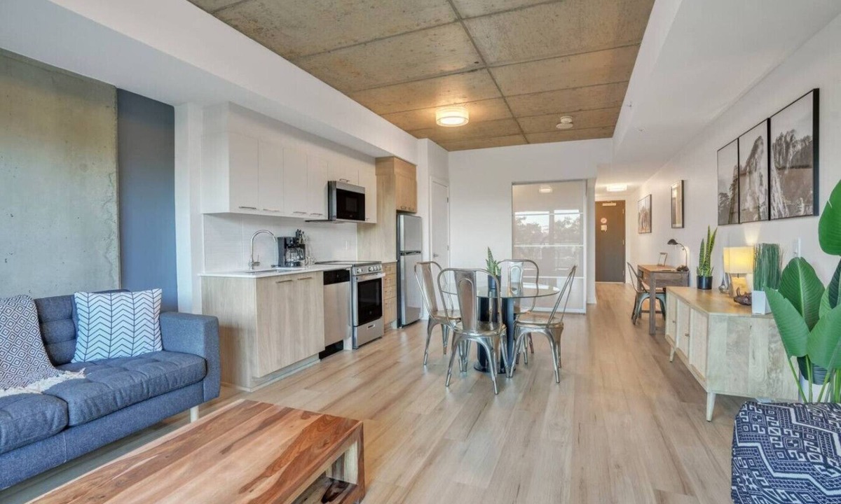 Industrial Park Apartment | Chic Urban 1BR Apt with Balcony and Skyline Views