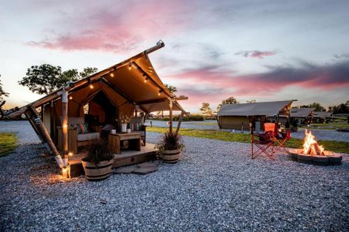Cassville House | Comfortable Glamping Tent with Fire Pit and Stream Access Near Mark Twain National Forest in Missouri