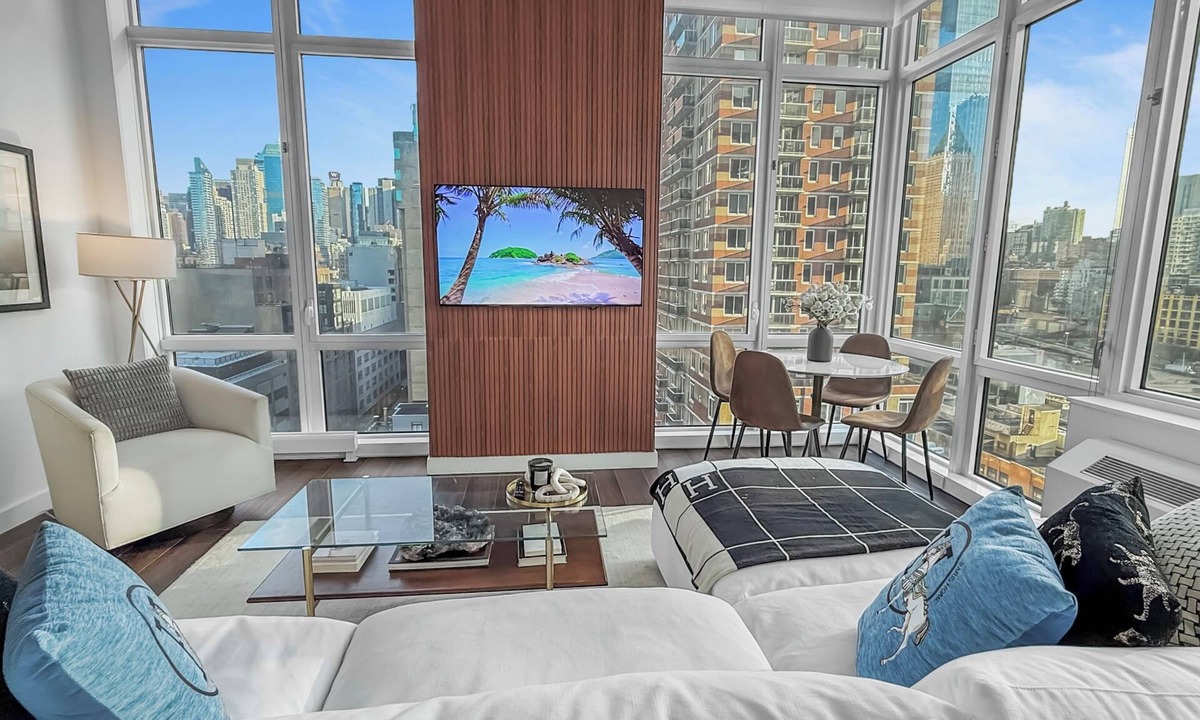 Hell's Kitchen Apartment | Corner Skyline Living 1BR with Floor to Ceiling Views Walk to Times Square