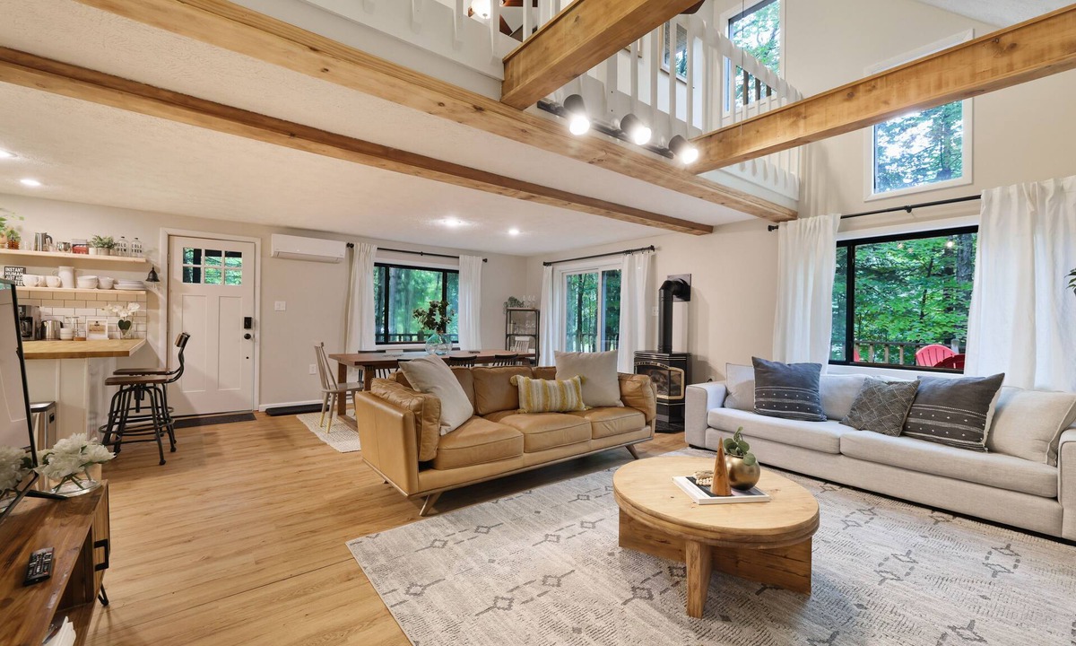 Pocono Lake House | Cozy wooden retreat with gameroom and outdoor firepit