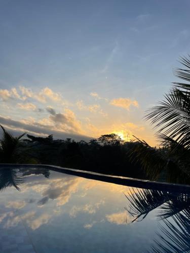 Tembuku Cabin | De Sila house and pool, with pool, rice terrace and clift view