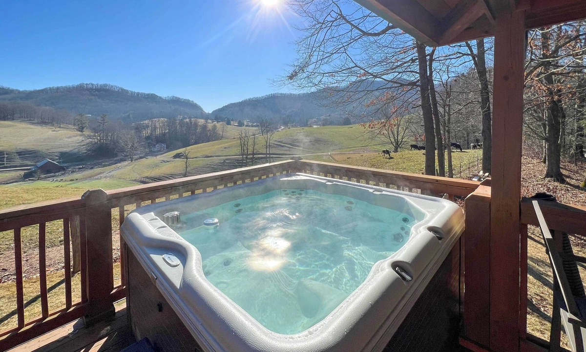 Waynesville Cabin | Deck & Mtn Views! Luxe Log Cabin in Waynesville