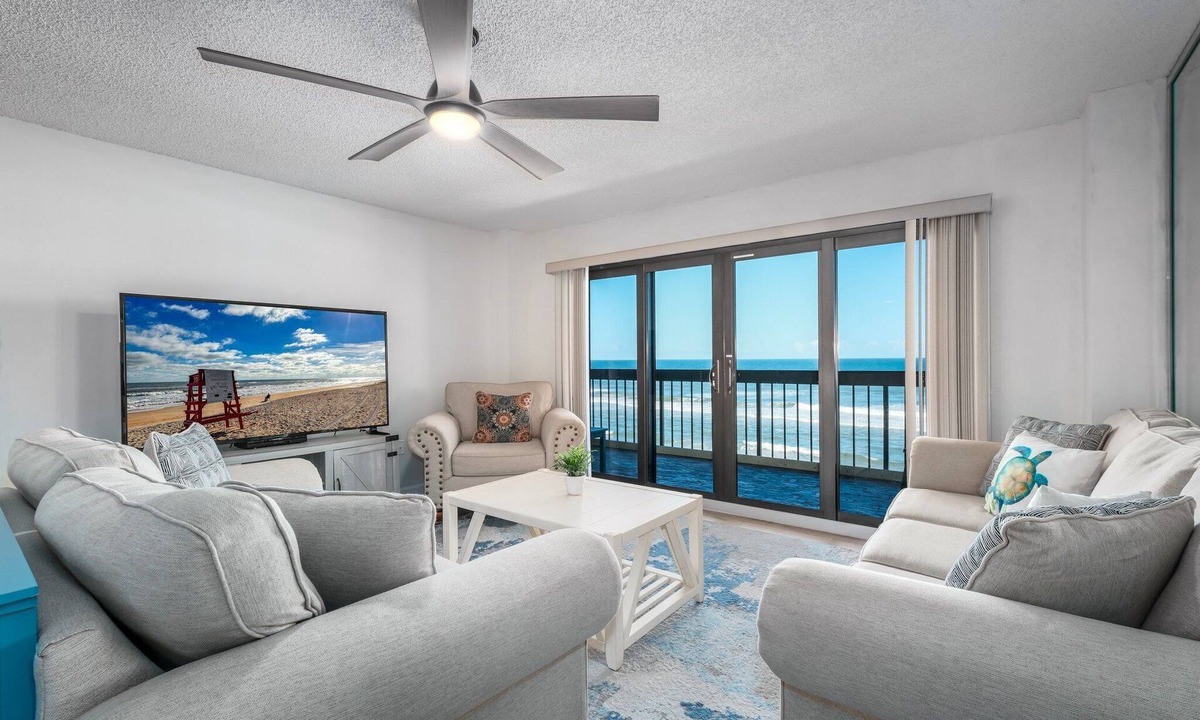 Ormond-by-the-Sea Condo | Direct oceanfront corner with private balcony, heated beachfront pool and garage parking
