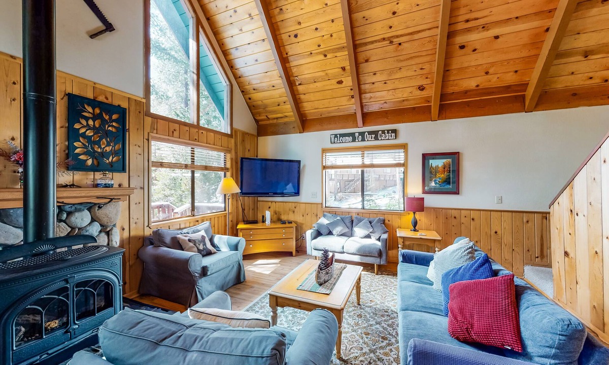 Dorrington House | Dog-friendly Big Trees Village cabin w/deck, gas fireplace, & private W/D