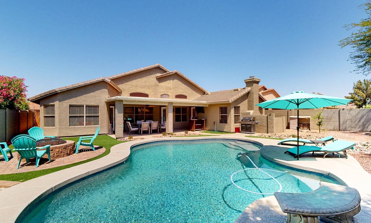 Lindsay Ranch House | Dog-friendly home with pool, grill, office, enclosed backyard, & fireplace