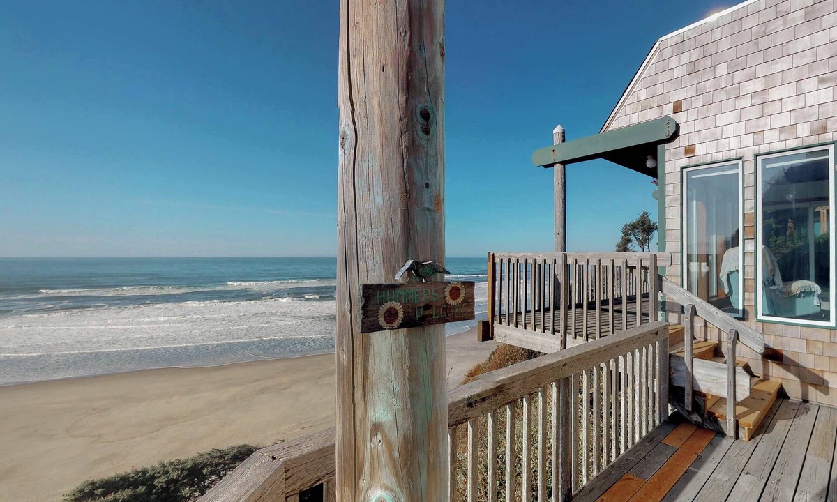 Cloverdale House | Dog Friendly Oceanfront House with Stunning Views Multi Level Deck and Fireplace