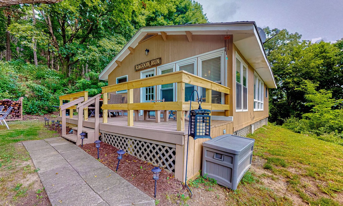Rushville Cottage | Dog-friendly retreat with close beach access, wood stove, deck, firepit, & AC