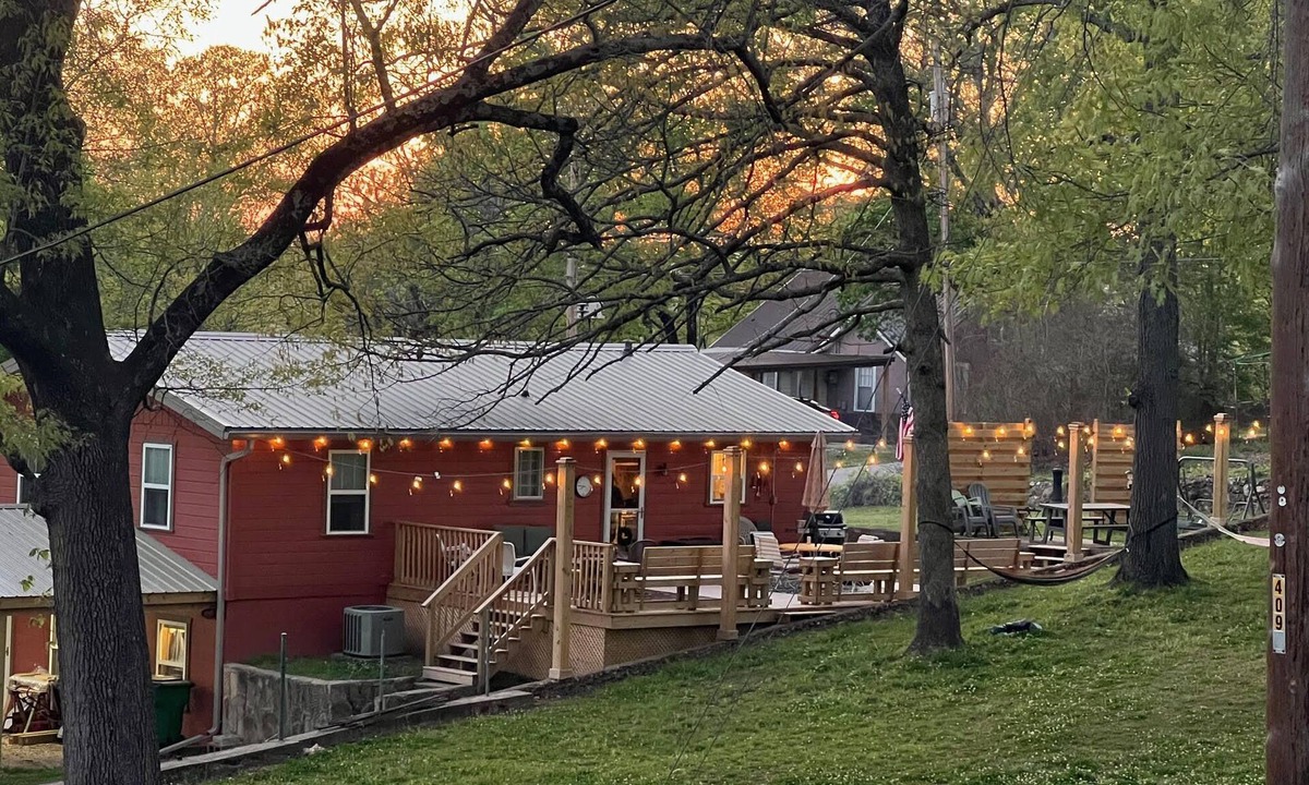Cotter House | Downtown Cotter Retreat - Great Outdoor Space! 200 feet of String Lights!