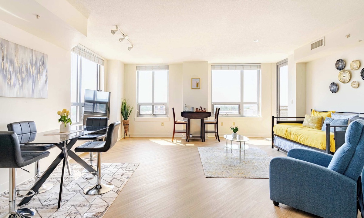 Downtown Condo | Downtown Silver Spring 2BR Skyline Balcony Suite Walkable to DC Metro LuxePad