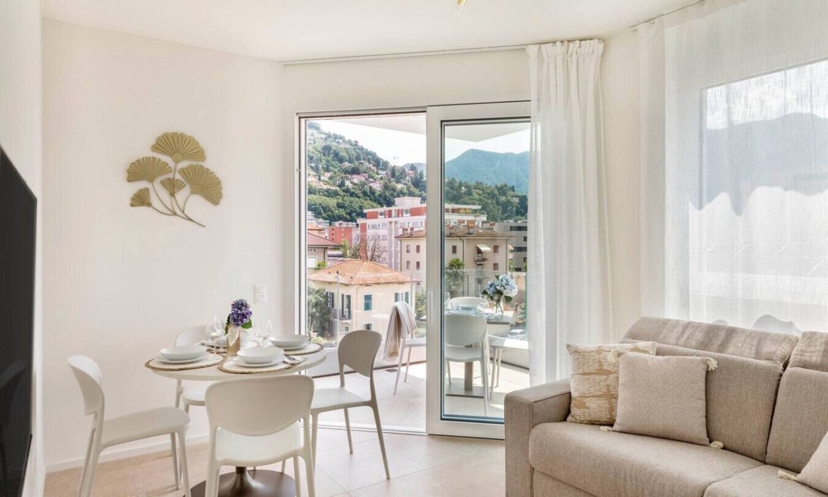 Lugano Apartment | Elegant new Apt with AC, private balcony & garage