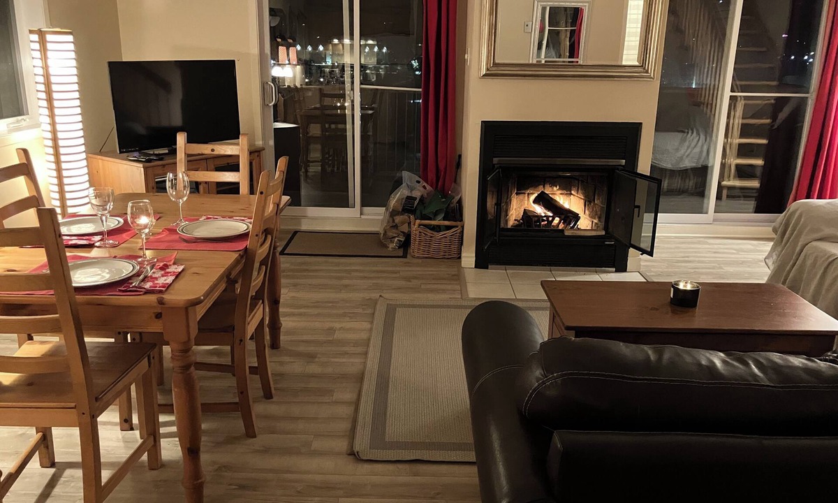 Bromont Condo | Enjoy a nice ski in ski out vacation in this cozy condo with fireplace.