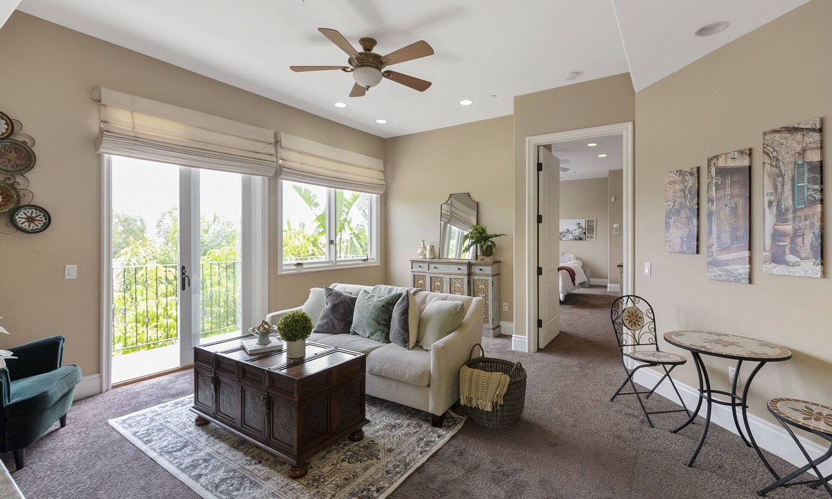 North Tustin Apartment | Fireplace & Terrace North Tustin
