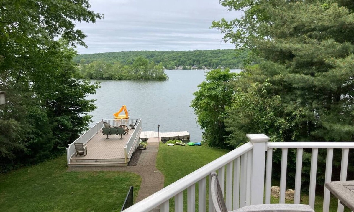 Lake Pocotopaug House | Fun on the Lake: Games, Dock, Slide, EV Charger