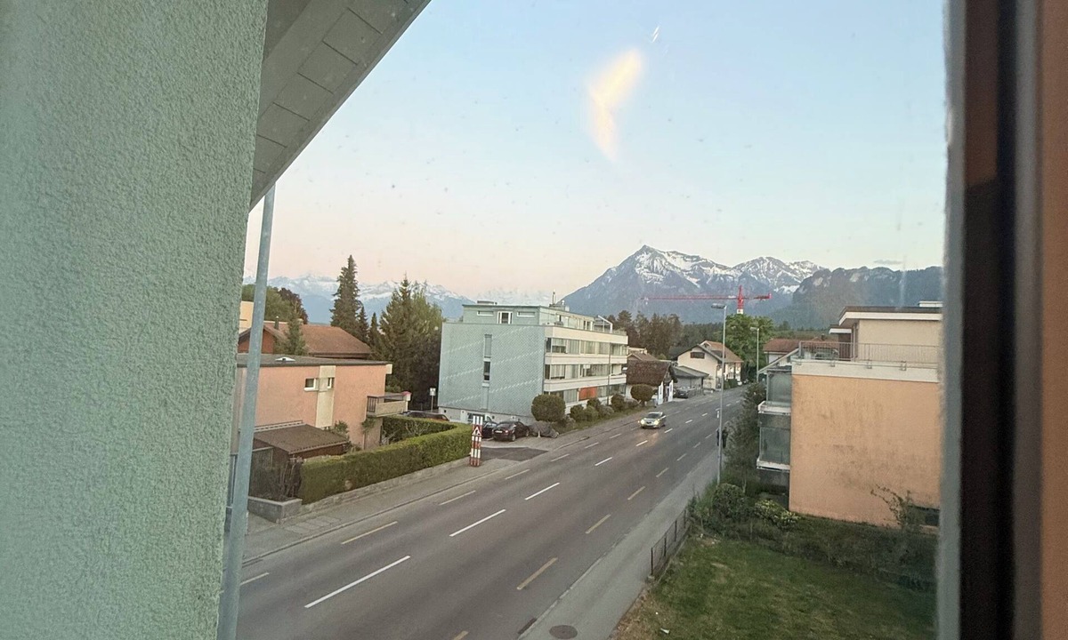 Gwatt Apartment | GalleryLoft Wintertime Lake Thun&Mountainview