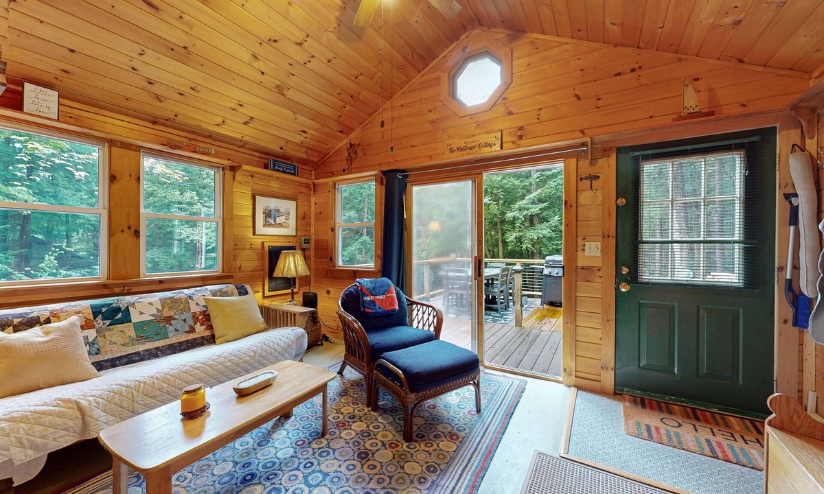 Hubbardton Cabin | Gorgeous cabin with Pack 'n Play, private dock, lovely deck, firepit, wood stove