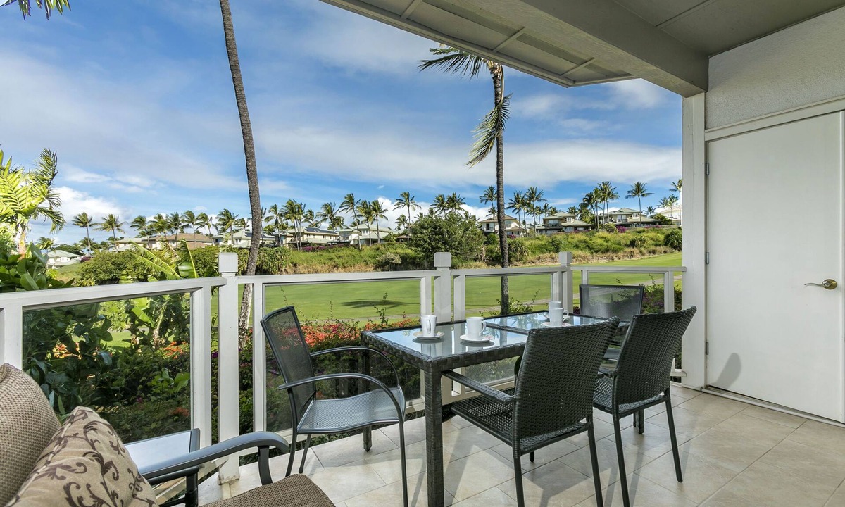 Wailea Condo | Grand Champions #65, Golf Course View, Ground Floor, Large Poolside Lanai