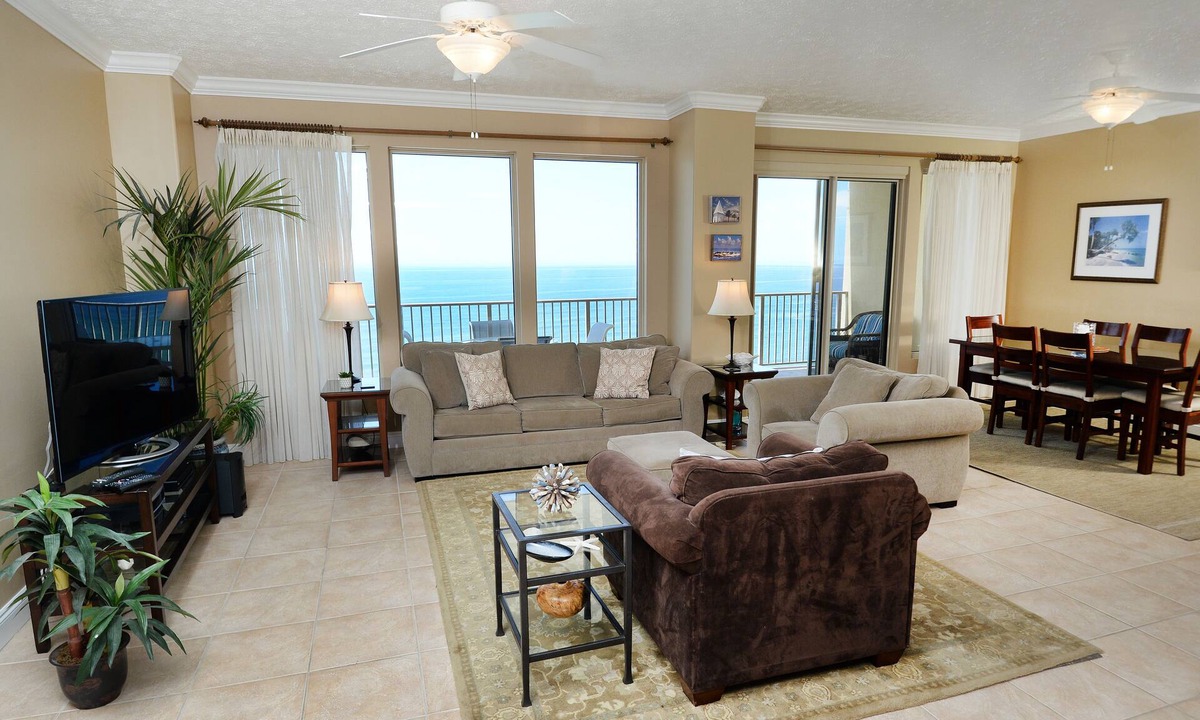 Thomas Drive Condo | Gulf Crest -Walk In Shower in Master