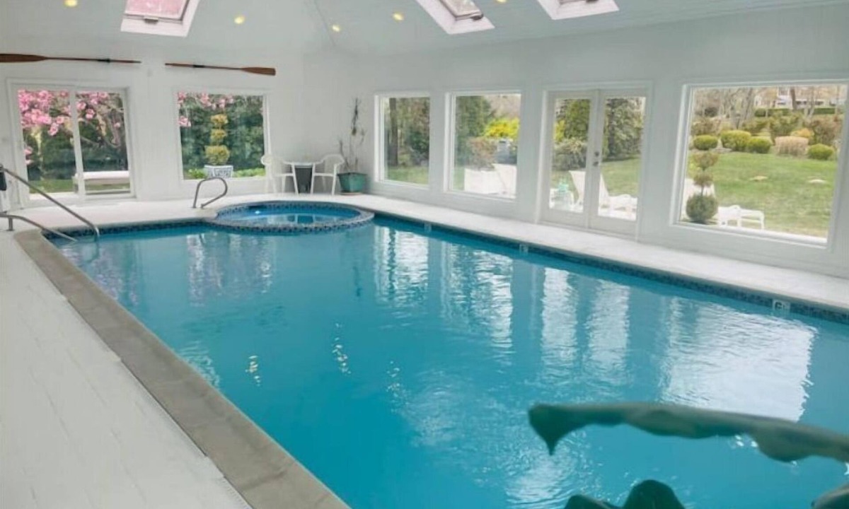 Mashpee Villa | Heated Indoor Pool and Spa - Golf Course View