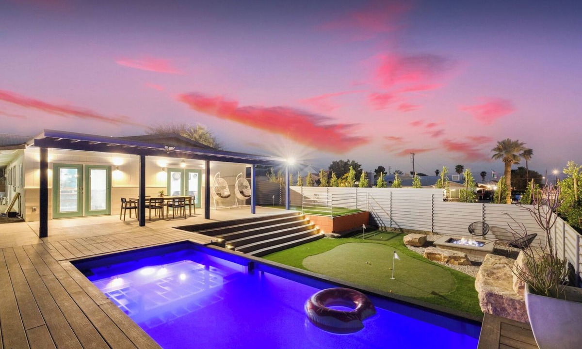 Desert Hot Springs House | Heated Pool-Spa, Mini Golf, Fire Pit, Game Room, Stunning Views, and More!