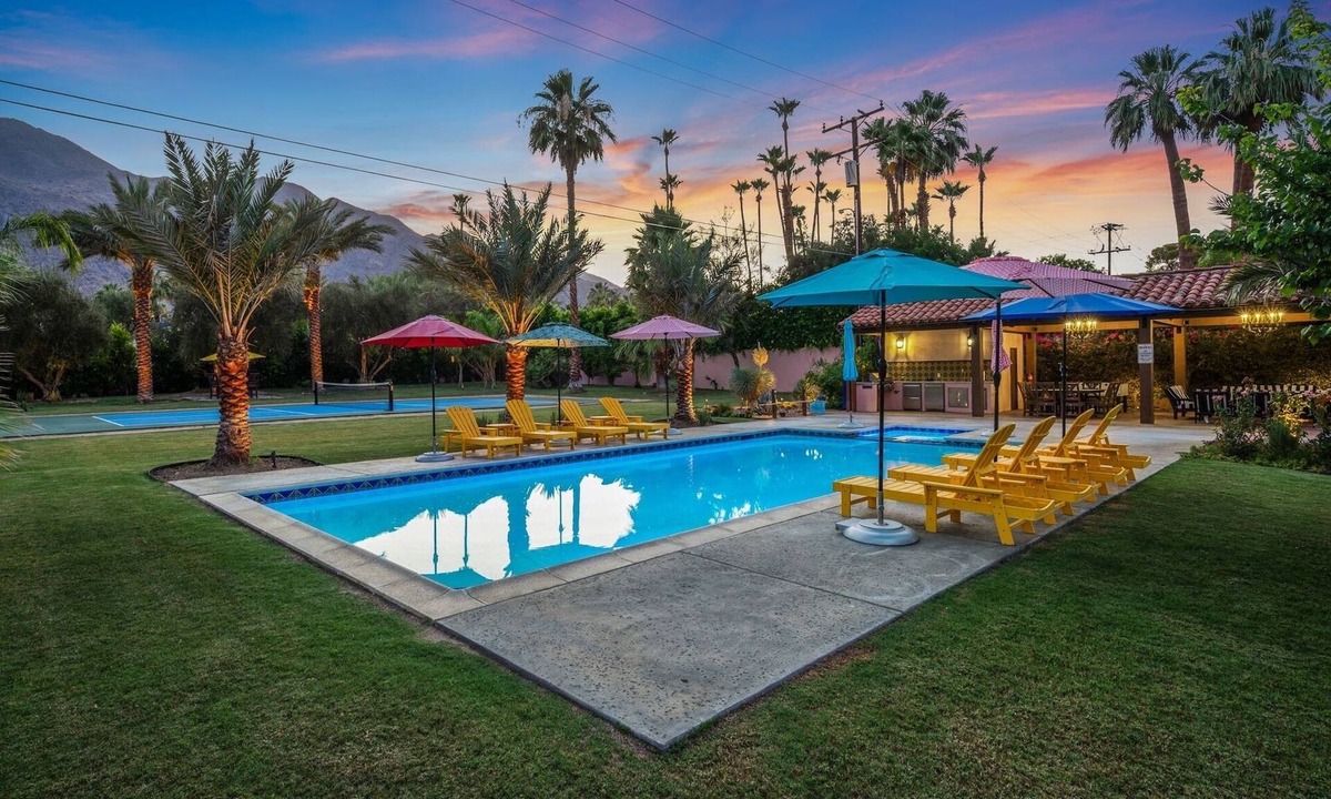 Old Las Palmas House | Home with Pickleball Court, Pool Table, and Saltwater Pool! Walk to Downtown!