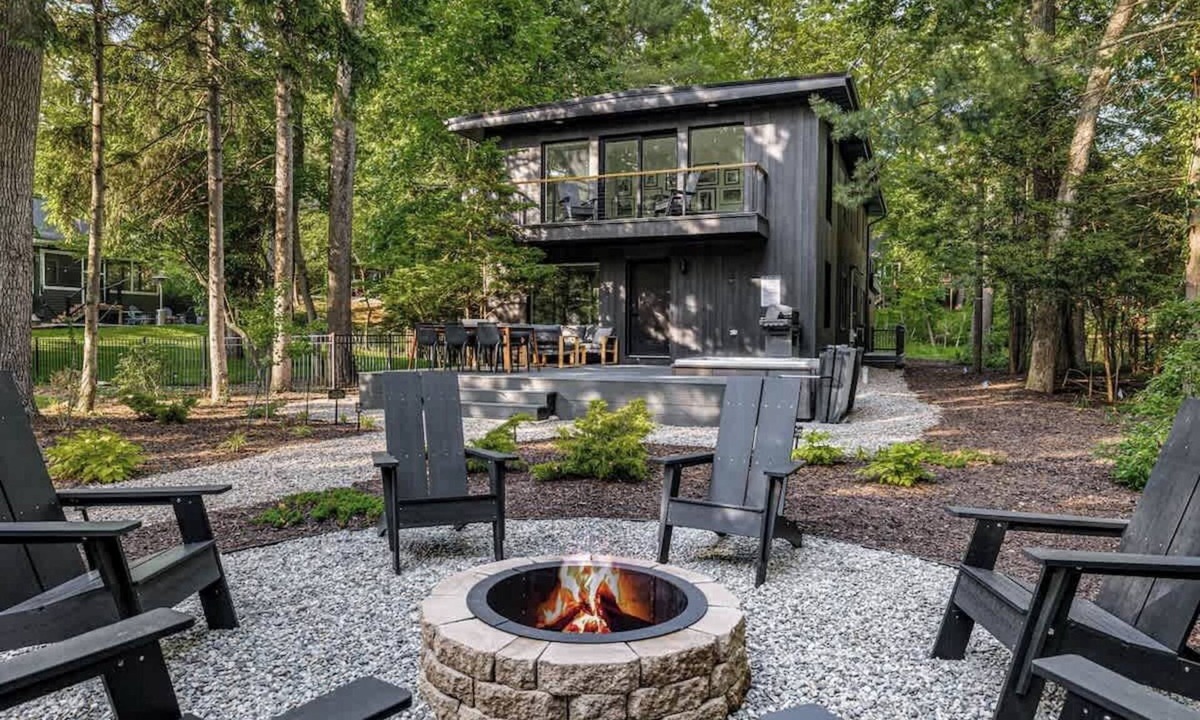 Michiana House | Hot Tub, Fire Pit and Zen Garden Paths