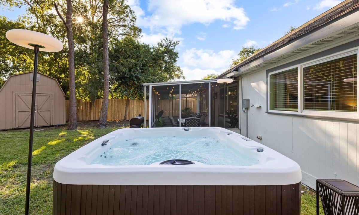 Central Southwest House | Htown Hot Tub Getaway | Swing Set BBQ Yard Games